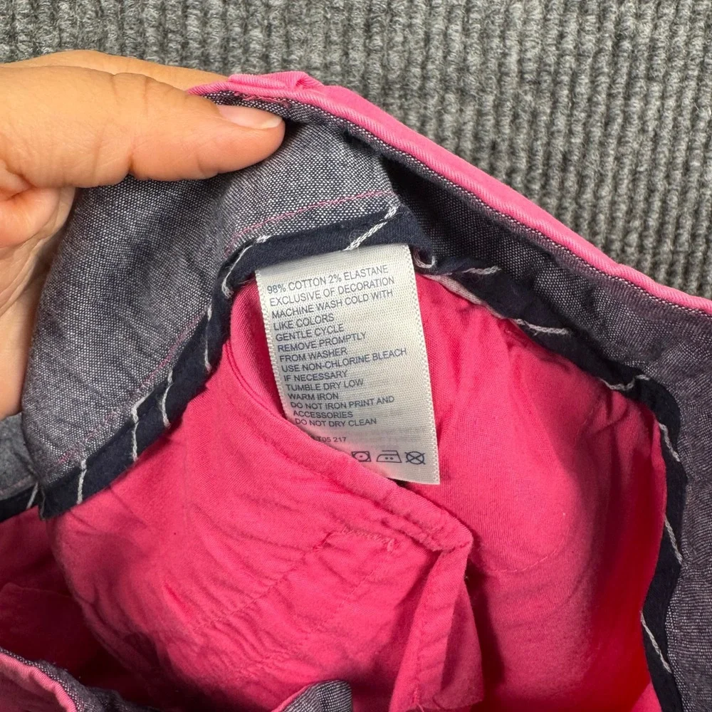 Nautica Womens Hot Pink Stretch Cotton Chino Shorts Size 6 Cuffed Mid Rise Twill